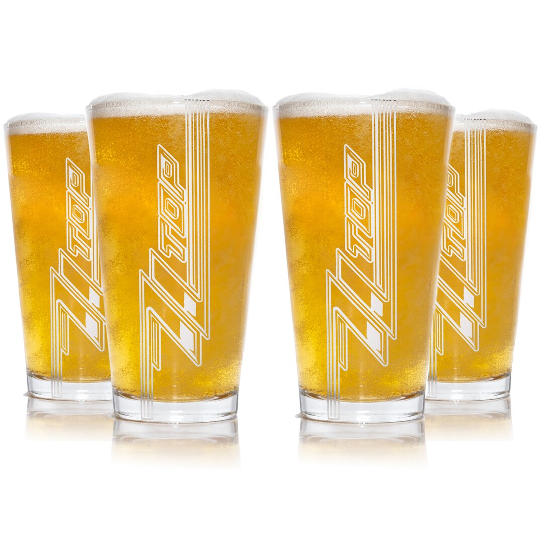 ZZ TOP Pint Glass Set of 4 Sand Blasted etched Vertical Etsy