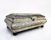 Large jewelry box Silver-Coated wood box Keepsake box silver trinket box Moroccan box Juwelendoos schmuckkästchen boîte à bijoux