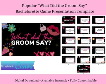 What Did The Groom Say Bachelorette Game, Canva Template (Digital Download)