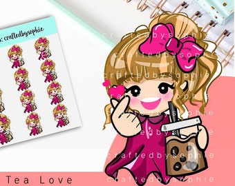 Milk Tea Love planner Sticker, Girls Multi Functional Planner Stickers, Scrapbook stickers, diary sticker, CraftedbySophie Sticker