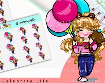 Celebrate Life planner Sticker, Girls Multi Functional Planner Stickers, Scrapbook stickers, diary sticker, Crafted by Sophie Sticker
