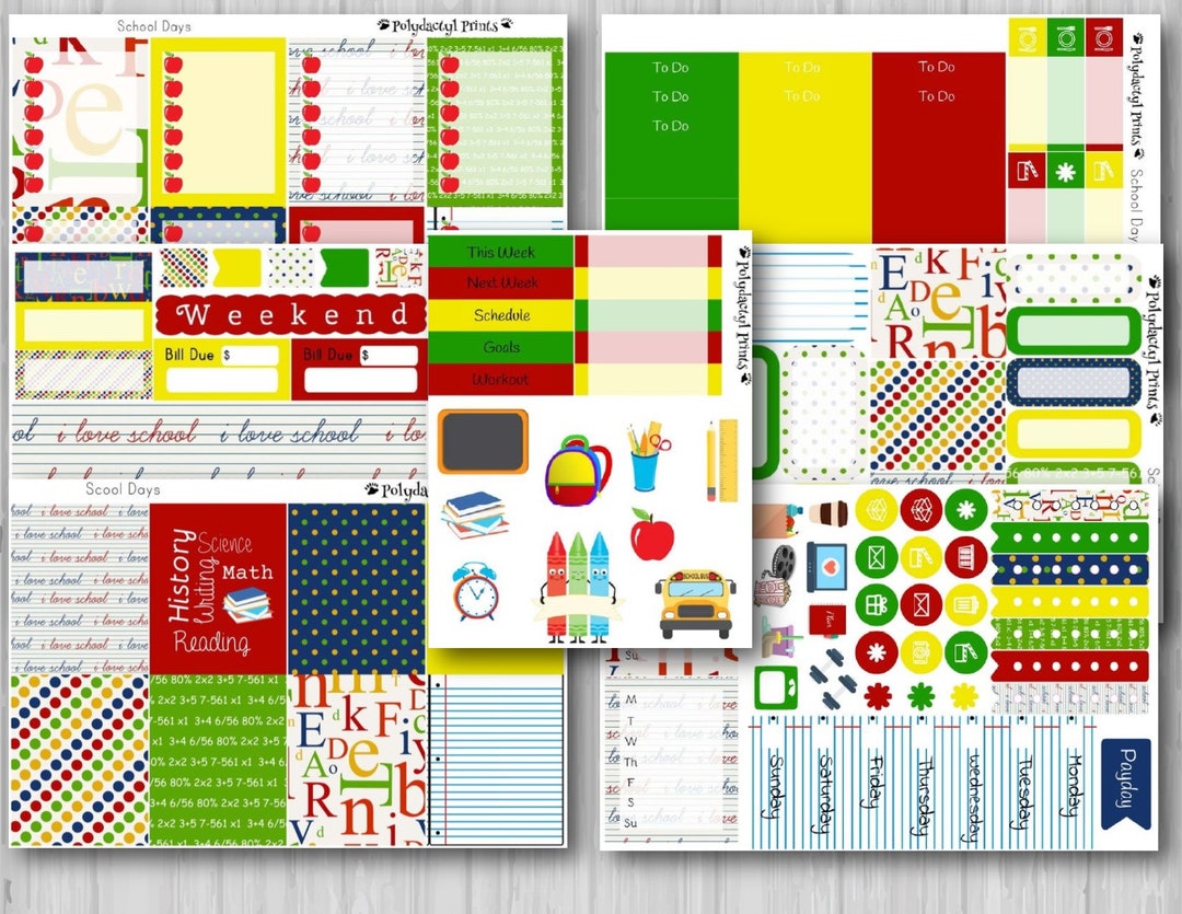 Back to School Weekly Planner Kit School Planner Stickers Erin Condren ...