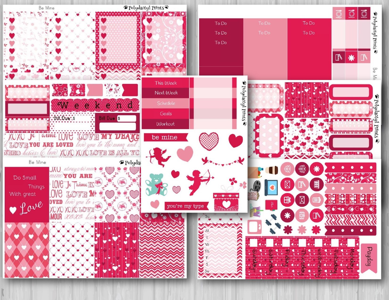 #12,123 Valentines Day Vday Date Night Planner Stickers Weekly Kit to ...