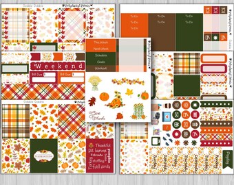 Thanksgiving Weekly Planner Kit | Fall Planner Stickers | Erin Condren | Happy Planner | Recollections Planner