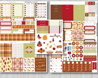 Thanksgiving Planner Sticker Kit | Fall Planner Kit | Weekly Planner Kit | Erin Condren | Happy Planner | Recollections Planner