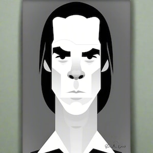 Cave Man by Stanley Chow - Signed and stamped fine art print (Nick Cave, bad seeds, tupelo, music, mullett)