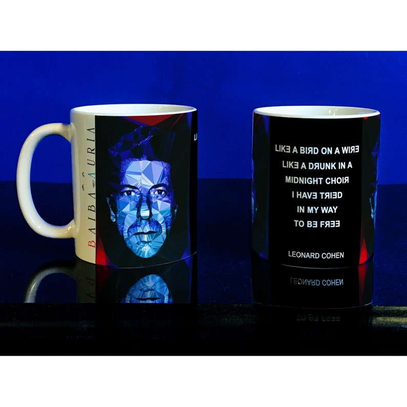 Ceramic mug, coffee mug, music gift, inspirational quote, rock candle, Chelsea hotel, I/'m your man Leonard Cohen Mug by Baiba Auria