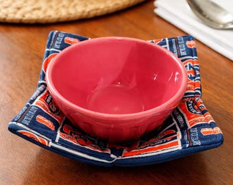 Funda acolchada para cuenco: apta para microondas, con estampados personalizados del equipo