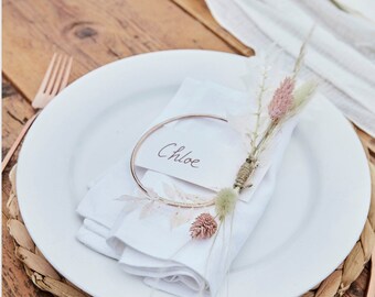Rose Gold Metal Hoops with place cards