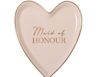 Ceramic Heart Trinket Dish "MAID OF HONOUR"