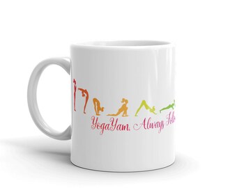 Yoga Mug, Yoga Coffee mug, Sun Salutation, Surya Namaskar, Namaste, Asana, friend gift , Coffee cup, Gift for her, funny mug, Mug, Yoga Gift