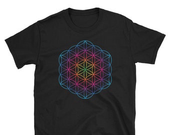 Flower of Life T shirt, Sacred Geometry Tshirt, Festival Clothing, Burning man, Graphic Tee, Spiritual, geometric art, gift for him, hippie