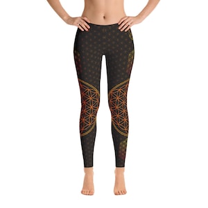 Flower of Life Yoga Pants, Crystal Grid, yoga leggings, leggings, leggings women, Sacred geometry, Burning Man Clothing, Festival Clothing image 3