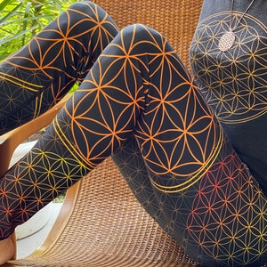 Flower of Life Yoga Pants, Crystal Grid,  yoga leggings, leggings, leggings women, Sacred geometry, Burning Man Clothing, Festival Clothing