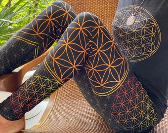Flower of Life Yoga Pants, Crystal Grid,  yoga leggings, leggings, leggings women, Sacred geometry, Burning Man Clothing, Festival Clothing