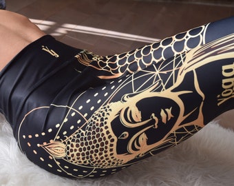 Buddha Yoga Pants, Leggings, High Waisted Leggings, Buddha Leggings, Yoga Leggings, Buddha, Gift for her, Black Leggings, Tribal, Pixie