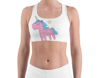 Unicorn Bralette, Yoga Bralette, Sportsbra, Pink Unicorn, Unicorn, Burning man, Festival Clothing, Workout bra, Bralette, yoga gift, Magical