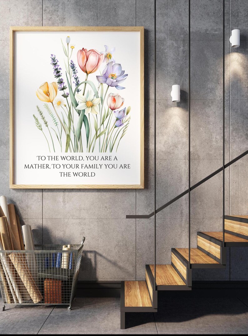 Mom Gift Wall Art, Mother's Day Printable, Flower Art for Mom, Digital ...