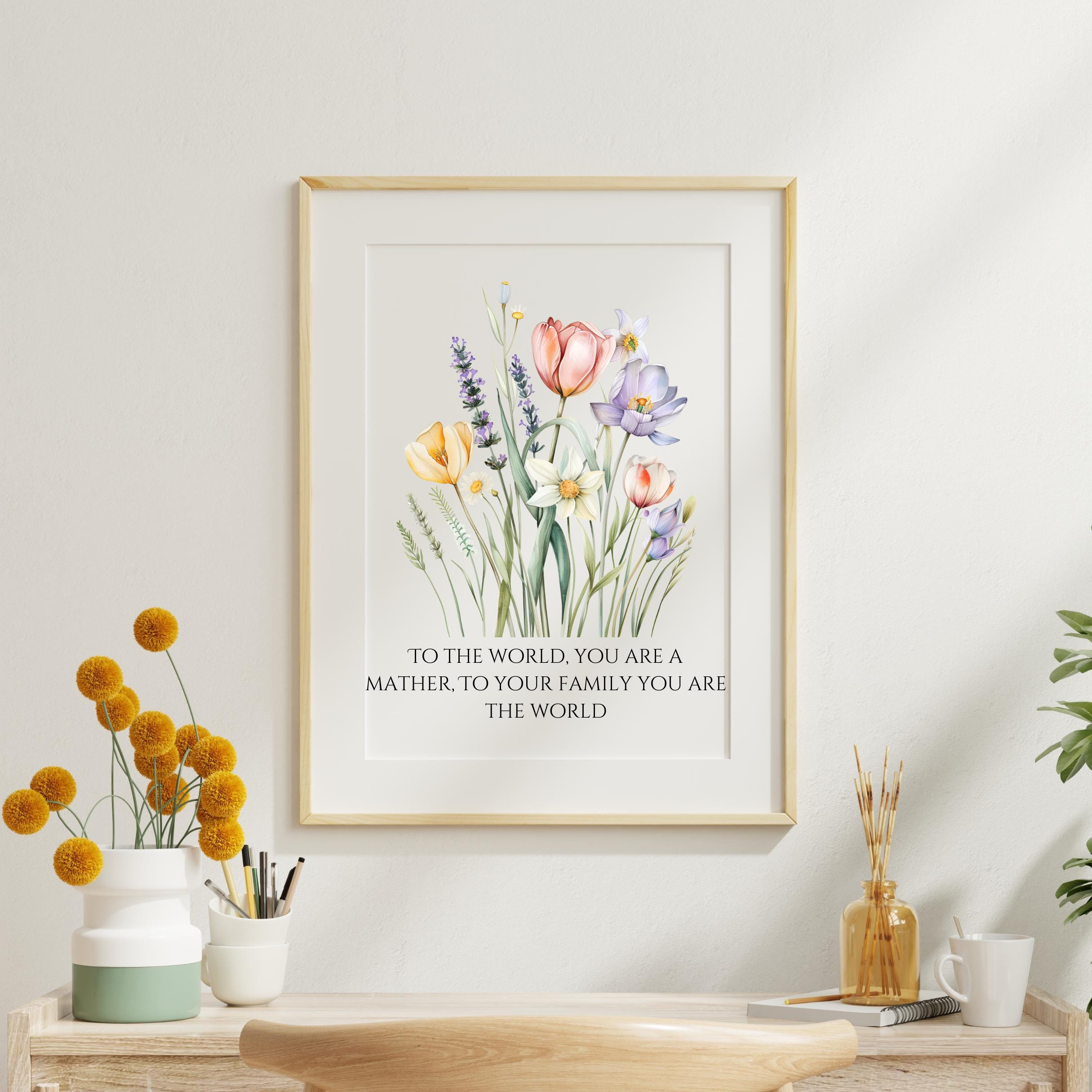 Mom Gift Wall Art, Mother's Day Printable, Flower Art for Mom, Digital ...