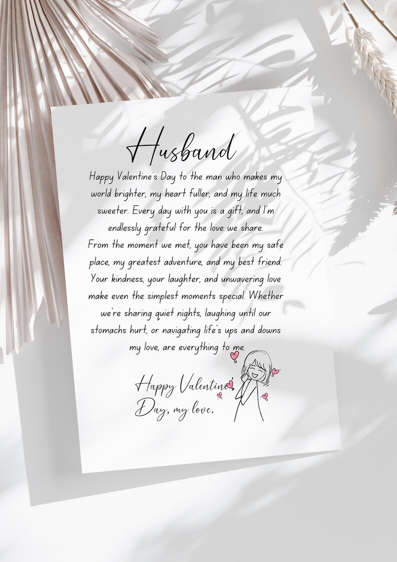 Printable Love Letter for Husband Valentine Day Love Letter for ...