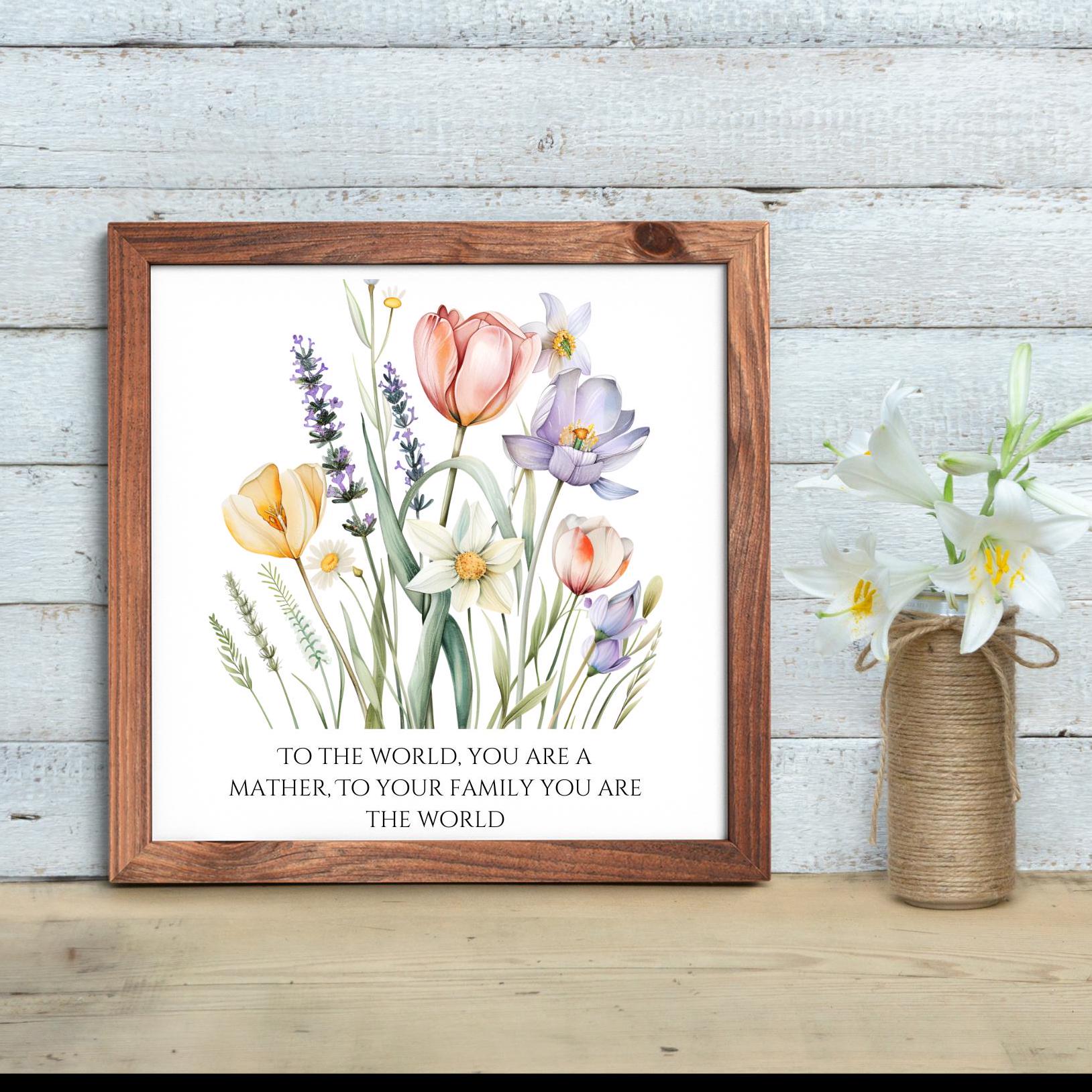 Mom Gift Wall Art, Mother's Day Printable, Flower Art for Mom, Digital ...