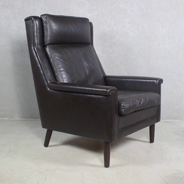 Chaise en cuir noir des années 1960 par Georg Thams