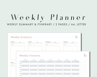 Reiseplaner Weekly | Reisetagebuch, Reise druckbar, Tagesplaner, digitaler Planer, Reiseplaner, Urlaubsplaner, Reiseplanung