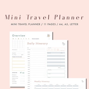 Travel Planner | Travel Journal, Travel Printable, Daily Planner, Digital Planner, Trip Planner, Vacation Itinerary, Travel Planning