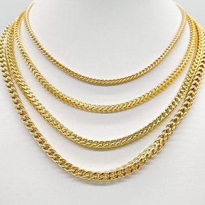 14K Gold Finish Franco Chain Anti Tarnish Finest Quality Handmade / Necklace for Men and Women