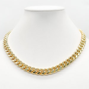 14k Gold Finished Curb Miami Cuban Link Chain Necklace Handmade Finest Quality