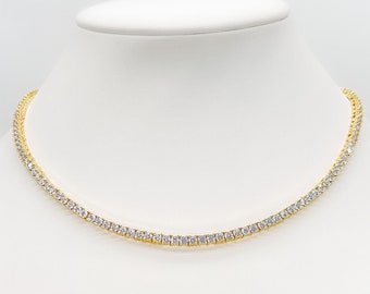 Handmade 3mm Tennis Chain: 14K Gold Finish, VVS1 Cubic Zirconia