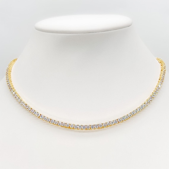 3mm Tennis Chain 14K Gold Finish Vvs1 Cubic Zircon Clarity