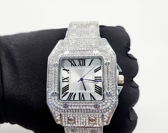 Fully Iced Out Unisex Lab Diamond Watch Hip Hop Watch Luxury Bust Down Diamond Watches For Men Custom VVS Moissanite Watch