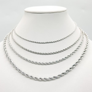Elegant Solid 14KT White Gold Finish Finest Quality Rope Chain Handmade High Quality, Man or women white Gold Chain Anti Tarnish Quality