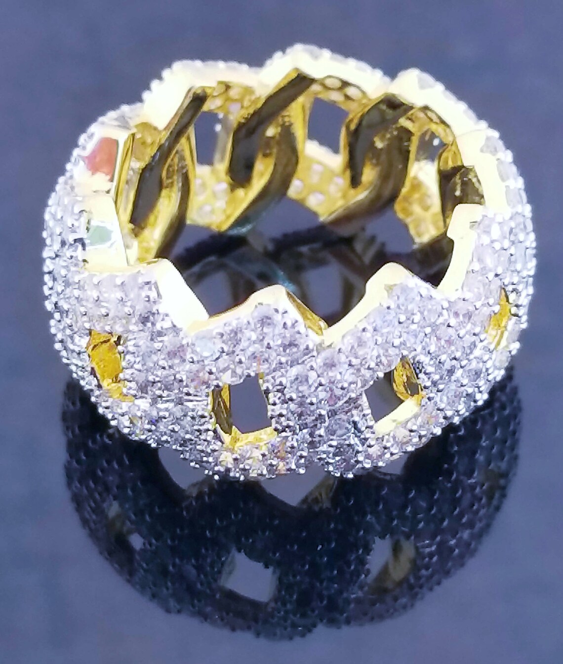 Men's Custom bust down cuban link Pinky Ring 14K Gold Etsy