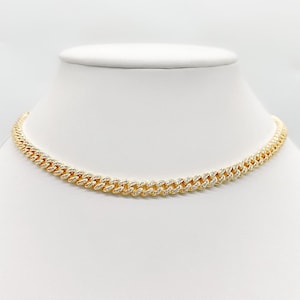 6mm Iced Out 14k Gold Finish Miami Cuban link Handmade Necklace with Vvs1 Cubic Zircon Crystals Finest Quality