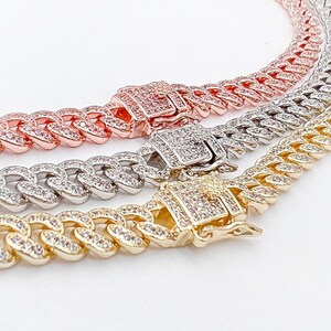 6mm Iced Out 14k Gold Finish Miami Cuban Link Handmade Necklace With ...