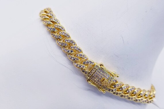 Icy 8mm Miami Cuban Link Anklet 10inch 14K Gold Finish Handmade