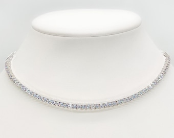 Handmade 3mm Cubic Zircon Tennis Chain - 14K White Gold Finish