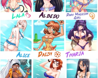 Anime Beach Babes Vol. 3 ** Polaroid Art Prints **