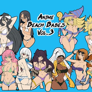 Conjunto de pines de esmalte duro Anime Beach Babes Vol. 3