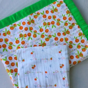 Oh My Darling Baby Blanket and matching Swaddle.