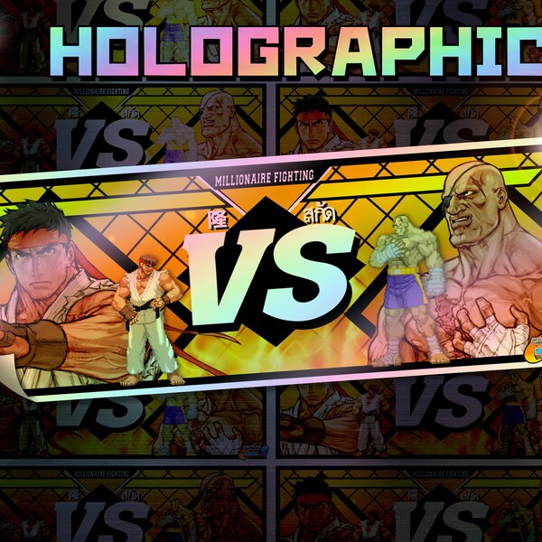 Arcade 8 x 3 Inch Slap Stickers - Glossy PVC Vinyl Decals Holographic - Inspired by Capcom Vs SNK 2 Street Fighter King of Fighters - Laptop