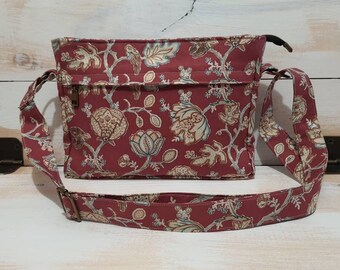 William Morris Crossbody Bag With Adjustable Strap ~ The Original Morris & Co. Zippered Cotton Handbag ~ Fabric Crossbody Bag ~ Floral Purse