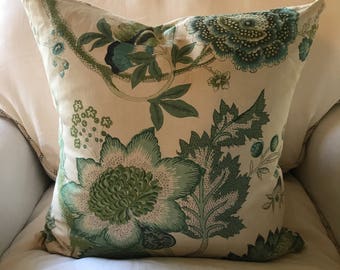 Vintage Linen Fabric Pillow Cover - 18 inch square