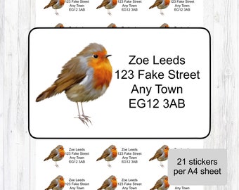 Robin Themed, Personalised Address Labels For Letters and Parcels, Personalised Return Stickers