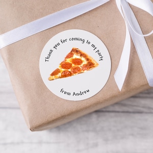 Thank You For Coming To My Party - Pizza Themed - Round Labels for Sweet Cones - Birthday Stickers - Thank You Stickers Kids Stickers