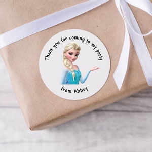 Thank You For Coming To My Party - Frozen Elsa Themed - Round Labels for Sweet Cones - Birthday Stickers - Thank You Stickers