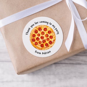 Thank You For Coming To My Party - Pizza Themed - Round Labels for Sweet Cones - Birthday Stickers - Thank You Stickers Kids Stickers