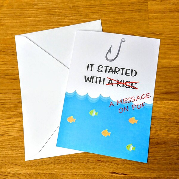 Valentines Day Card. Anniversary Card. Funny Anniversary Card. Alternative Plenty Of Fish POF card. Husband. Wife. Boyfriend. Girlfriend.